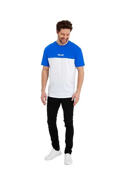Adams Men's Crew Neck Colorblock Regular Fit Printed T-Shirt