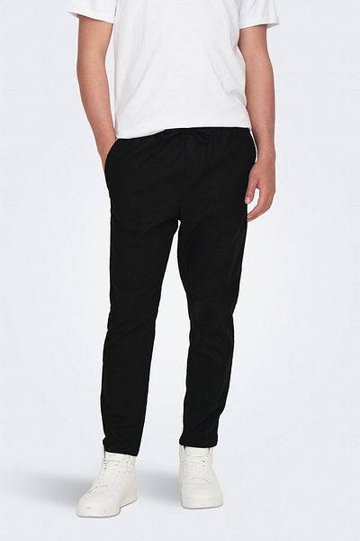 Only & Sons Erkek Onslinus Beli Lastikli Keten Pantolon 22024966 Siyah