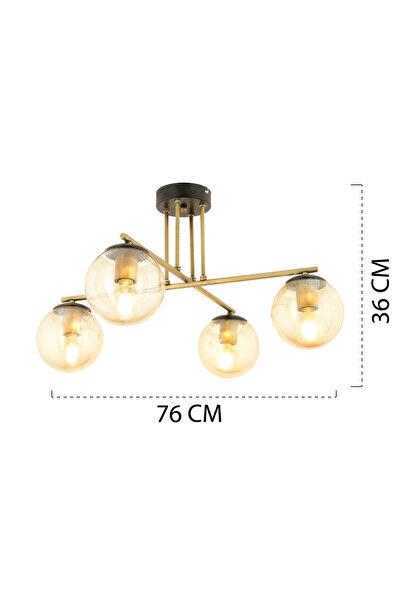 Apliqa Plafonieara HubRom, MALI 3448-04-FR 65x36 cm 4xE27-60W Antiq