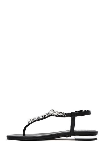 Derimod Women's Black Stone Flip Flops Sandals 25Sfd441814