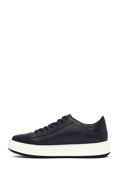 Derimod Men's Navy Blue Lace-Up Thick Sole Leather Sneaker 25Sfd 610618