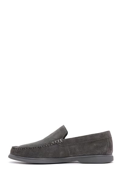Derimod Fly Men's Gray Suede Leather Genuine Leather Penny Loafer Shoes Casual Daily Shoes 25Sfd631010