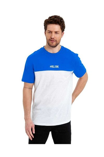 Adams Men's Crew Neck Colorblock Regular Fit Printed T-Shirt