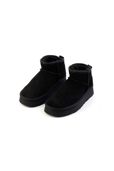 Bambi Μαύρο Suede Γνήσιο Δερμάτινο Γυναικείο Μποτάκι & Μποτάκι K02422009002