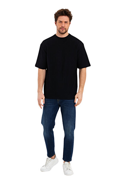 Adams Жаккардова тканина, велосипедна комір, короткий рукав, оверсайз чоловіча футболка