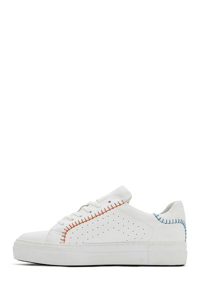 Derimod Women's White Lace-Up Leather Sneaker 25Sfd 371218