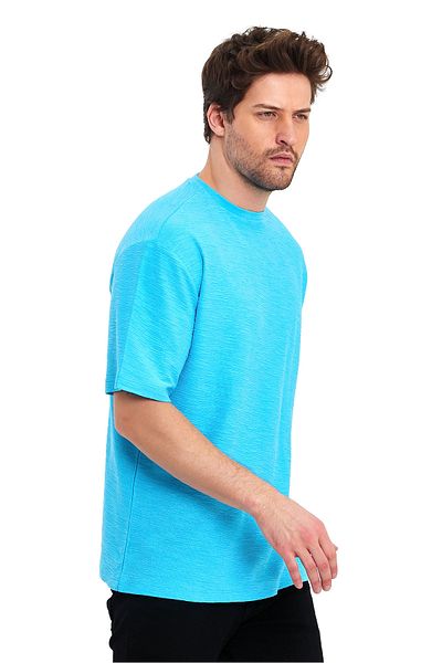 Adams Tricou supradimensionat pentru bărbați, cu mânecă scurtă, cu decolteu rotund din material jacquard