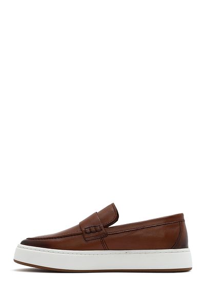 Derimod Men's Tan Leather Genuine Leather Penny Loafer Shoes Casual Shoes Daily Shoes 25Sfd620318