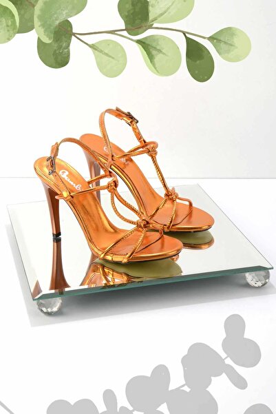 Bambi Metallic Orange Women's Classic Heeled Shoes05726045609