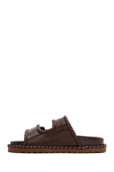 Derimod Women's Brown Striped Slippers 25Sfd443818