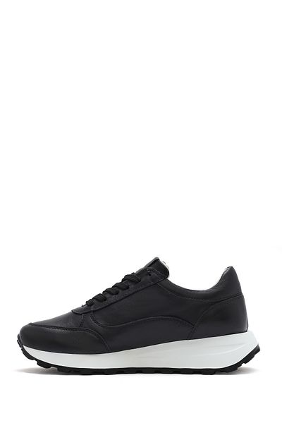 Derimod Women's Black Lace-Up Side Zipper Leather Sneaker 25Sfd 372118