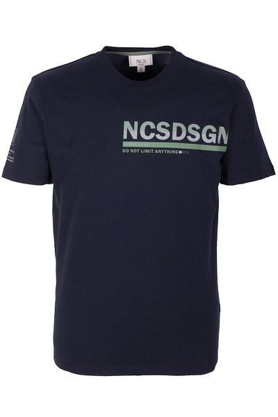 NCS Men's T-Shirt Crew Neck Navy Blue Slim Fit Printed T-Shirt Jeans 1296