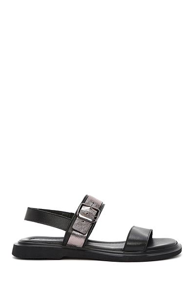 Derimod Women's Black Buckle Genuine Leather Sandals 25Sfd363014