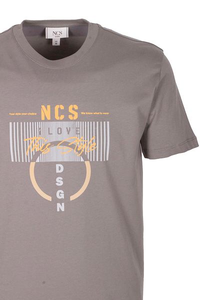 NCS Men's T-Shirt Crew Neck Slim Fit Light Khaki 100% Cotton Printed T-Shirt Jeans 1300