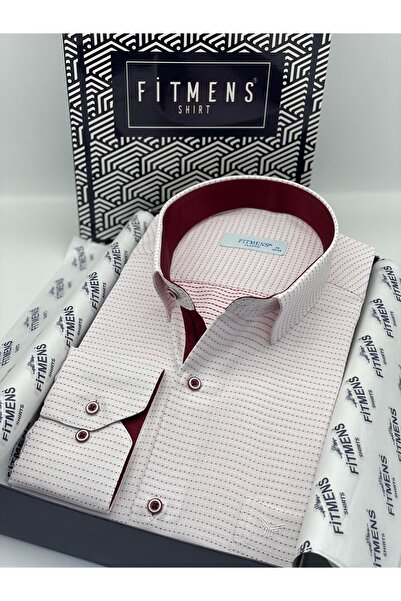 Fitmens Klasična muška košulja dugih rukava sa točkastim uzorkom i poklon kut...