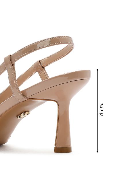 Derimod Women's Beige Open Back Thin Heeled Shoes 25Sfe 493116