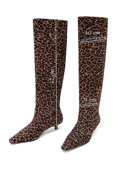 Derimod Women's Leopard Thin Short Heel Suede Leather Boots 24Wfd 142410
