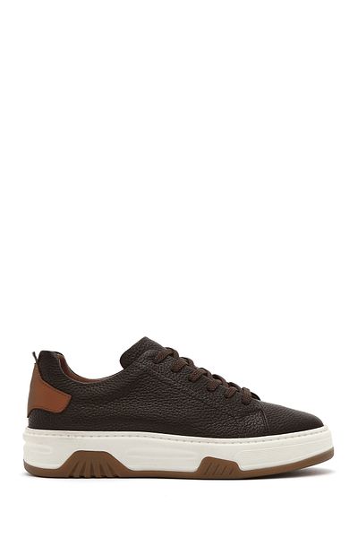 Derimod Men's Brown Lace-Up Thick Sole Leather Sneaker 25Sfd6882Ft
