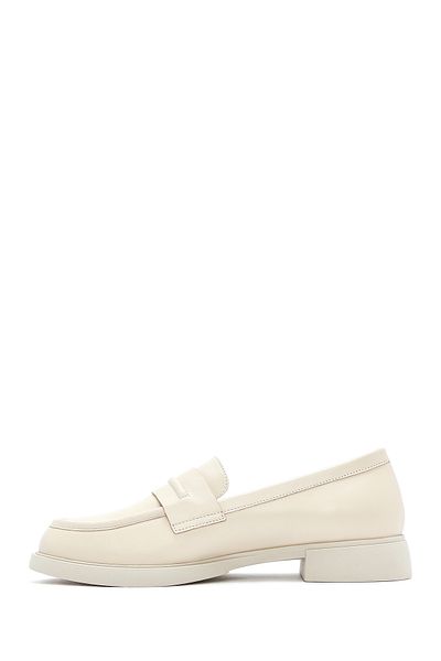 Derimod Women's Cream Leather Genuine Leather Masculine Penny Loafer Shoes Casual Daily Shoes 25Sfd182318