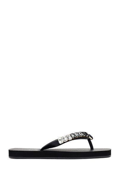 Derimod Women's Black Stone Jelly Slippers 25Sfe4920Pv