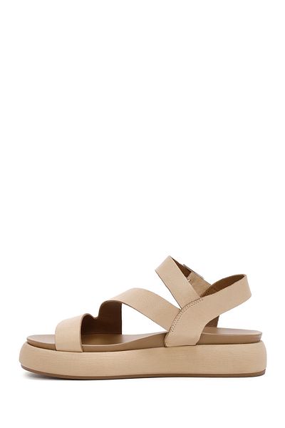 Derimod Women's Brown Ankle Strap Thick Soled Genuine Leather Sandals 25Sfd550018