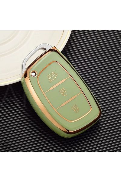 Alazpay Hyundai Tucson Bayon Elantra Accent Ix35 I10 I20 I30 I40 Tpu Key Case Cover (Green - No Squeak)