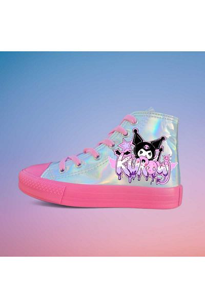 LİASSHOES Graffiti Kuromici Printed Pink Sole Hologram Children's Sneakers Sneakers