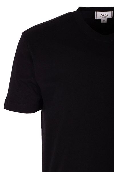 NCS Men's T-Shirt Crew Neck Black 100% Cotton Slim Fit Chest and Back Printed T-Shirt Jeans 1299