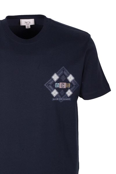 NCS Men's T-Shirt Crew Neck Navy Blue Slim Fit Printed T-Shirt Jeans 1297