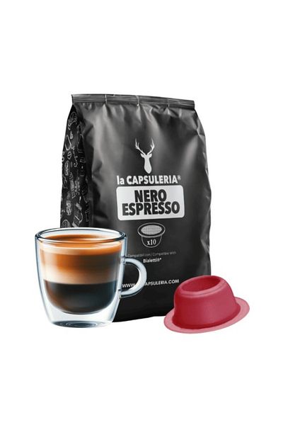 La Capsuleria Cafea Nero Espresso, 10 capsule compatibile Bialetti®*,