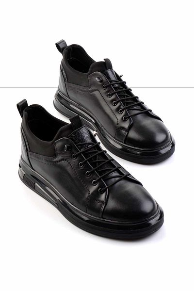 Bambi Black Leather Men's Casual Shoes E01401081243
