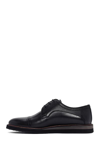 Derimod Men's Black Laced Leather Casual Shoes 25Sfd 704118