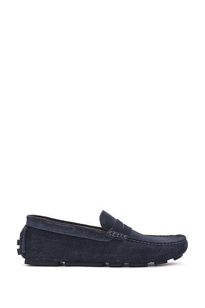 Derimod Men's Navy Blue Suede Leather Genuine Leather Penny Loafer Shoes Casual Daily Shoes 25Sfd711010