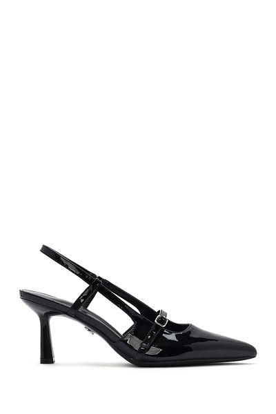 Derimod Women's Black Open Back Thin Heeled Shoes 25Sfe 493116