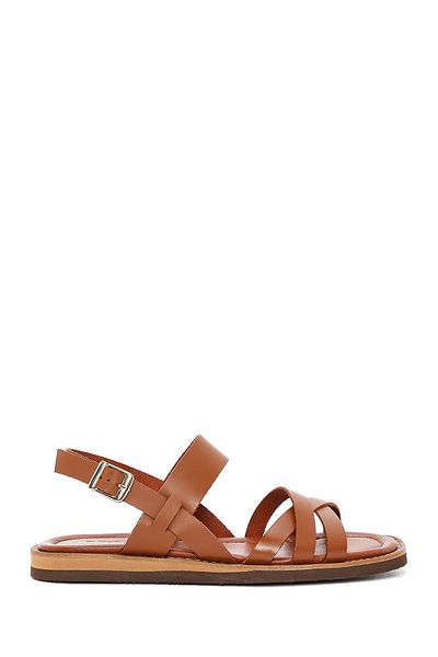 Derimod Women's Brown Ankle Buckle Genuine Leather Sandals 25Sfd361818