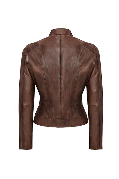 Derimod Kylie Women's Brown Prevailing Collar Leather Jacket 24Wge5352Nc
