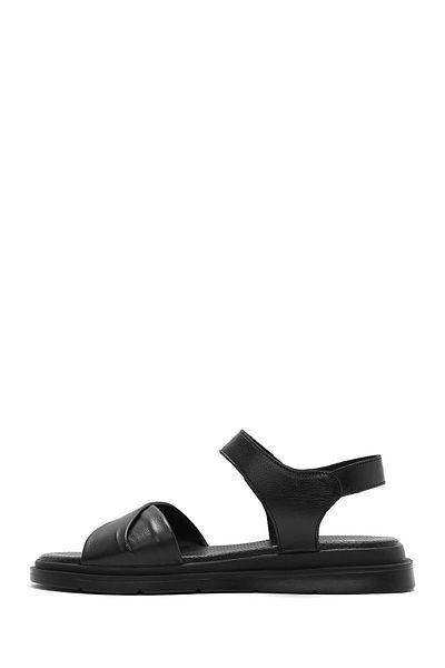 Derimod Women's Black Strappy Genuine Leather Sandals 25Sfd362218