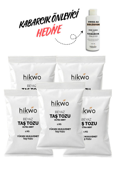 Hikwo Taş Tozu 5 KG Beyaz - Hobi Harcı - 1 KGx5 Adet Taş Tozu