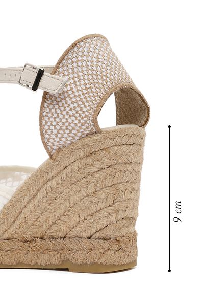 Derimod Women's Cream Ankle Strap Patterned Wedge Heeled Espadrille 25Sfd20756F