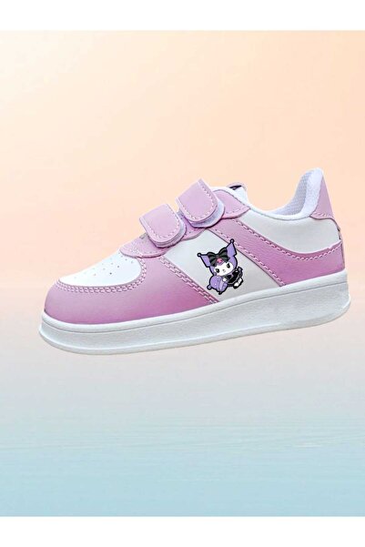 LİASSHOES bebekli kuromilili baskılı mor bantlı çocuk spor ayakkabı