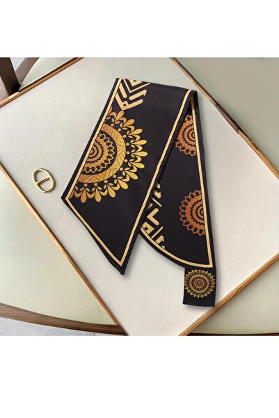 nurfemina وشاح ربطة عنق نسائي أنيق بتصميم خاص بنمط ماندالا ذهبي عرقي