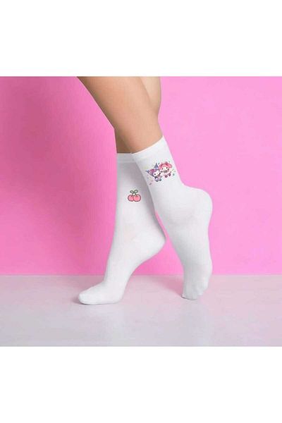 LİASSHOES Sweet Kuro-mik Printed Thin Socks for Girls