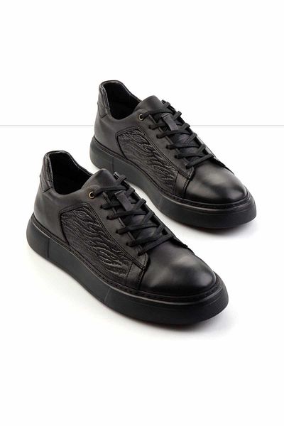 Bambi Tenis pentru bărbați - Piele naturală neagră E 01958172003