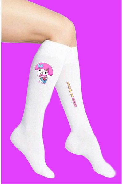 LİASSHOES Melodic Patterned Thin Socks for Girls - Walking Below the Knee