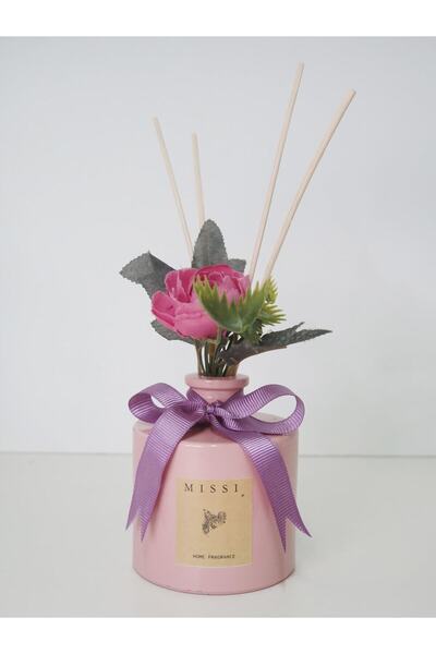 Missi Anneler Günü 200 ml Çiçek Aksesuarlı Lila Şişe Whıte Rose Oda Kokusu