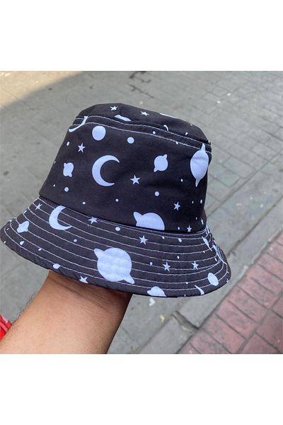 Köstebek Saturn And Moon Collage Bucket Hat