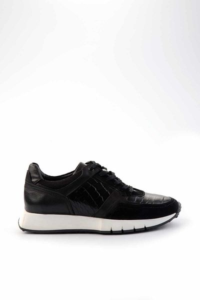 Bambi Black Black Crocodile Genuine Leather Men's Sneaker E01310111502