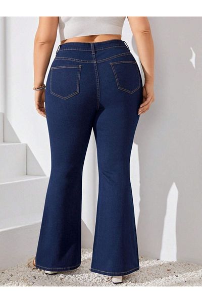 Noxter Women Dark Blue Denim Pants Large Size
