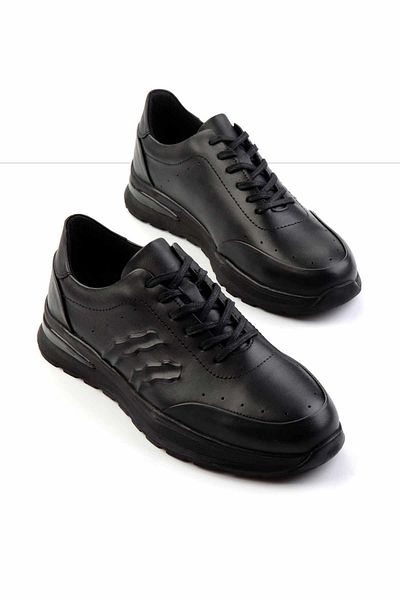 Bambi Black Leather Men's Casual Shoes E01556100343