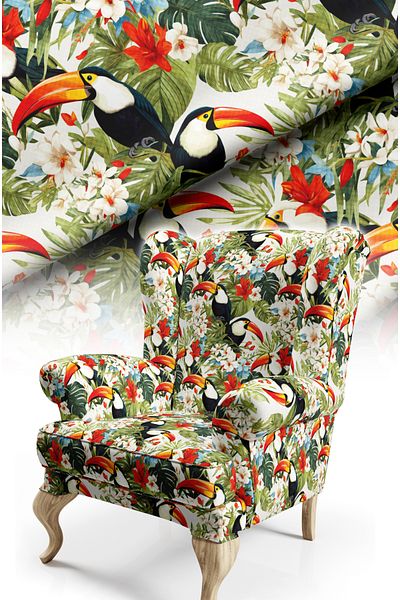 CANİLA Tropical Pattern Digital Printed Upholstery Sofa Fabric, Throw Pillow, Cushion Covering. Flooring Fabric